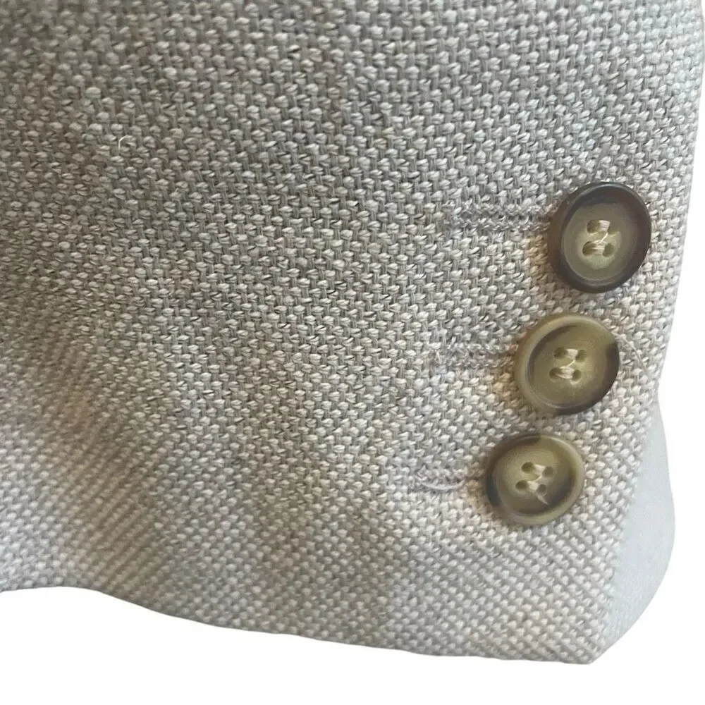 Vtg Structure Tan Khaki Linen Cotton Blend Blazer Jacket Sport Coat Men’s Sz XL